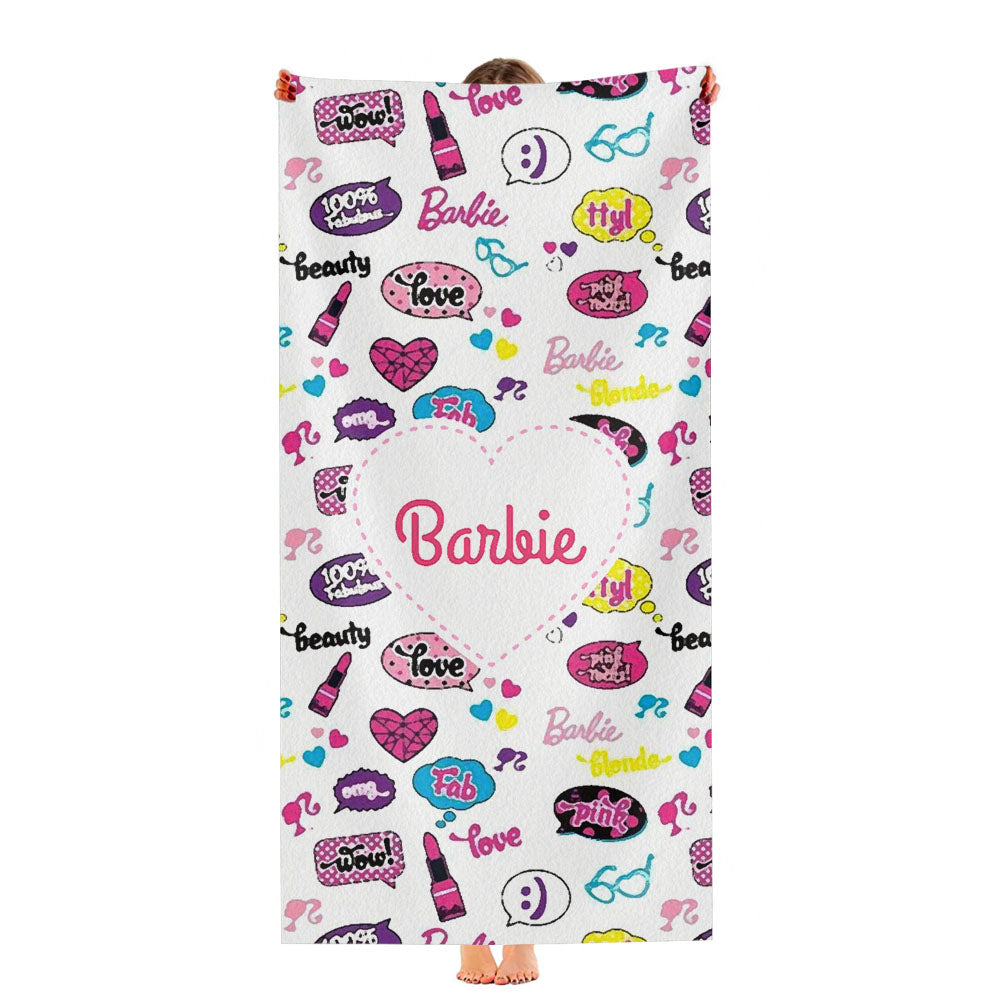 Barbie Doodle Pattern Ultra-Soft Luxury Bathroom Towels
