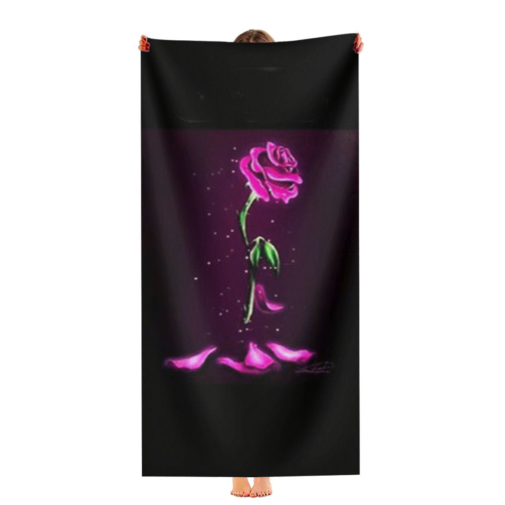 Beauty And The Beast Neon Glass Rose Ultra-Soft Luxury Bathroom Towels