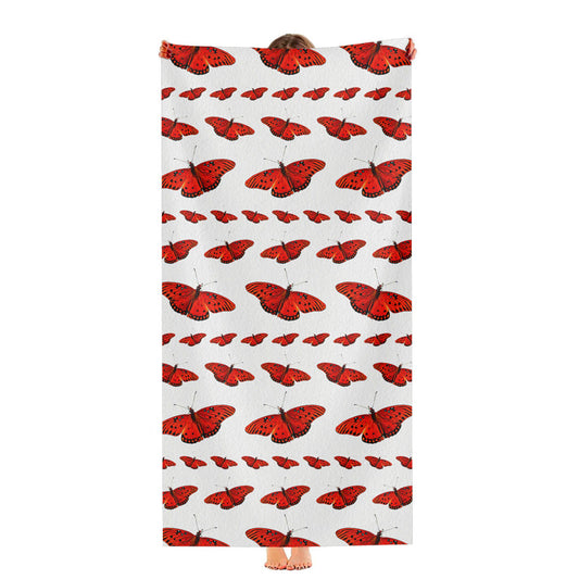 Best Red Butterfly Pattern Ultra-Soft Luxury Bathroom Towels