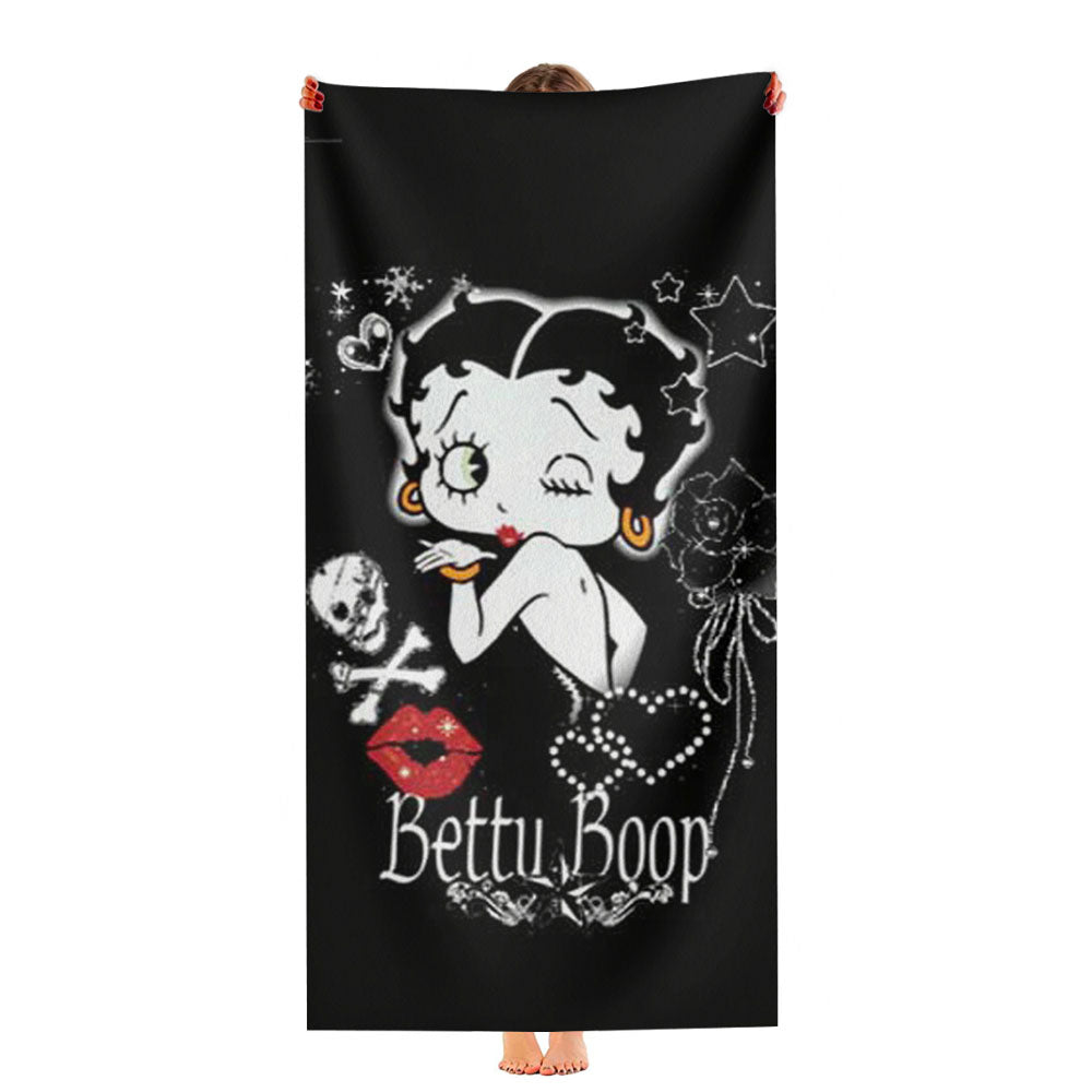 Betty Boop Kiss Blk Bkg Ultra-Soft Luxury Bathroom Towels