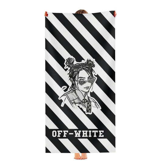 Billie Eilish Off White Stripe Pattern Ultra-Soft Luxury Bathroom Towels
