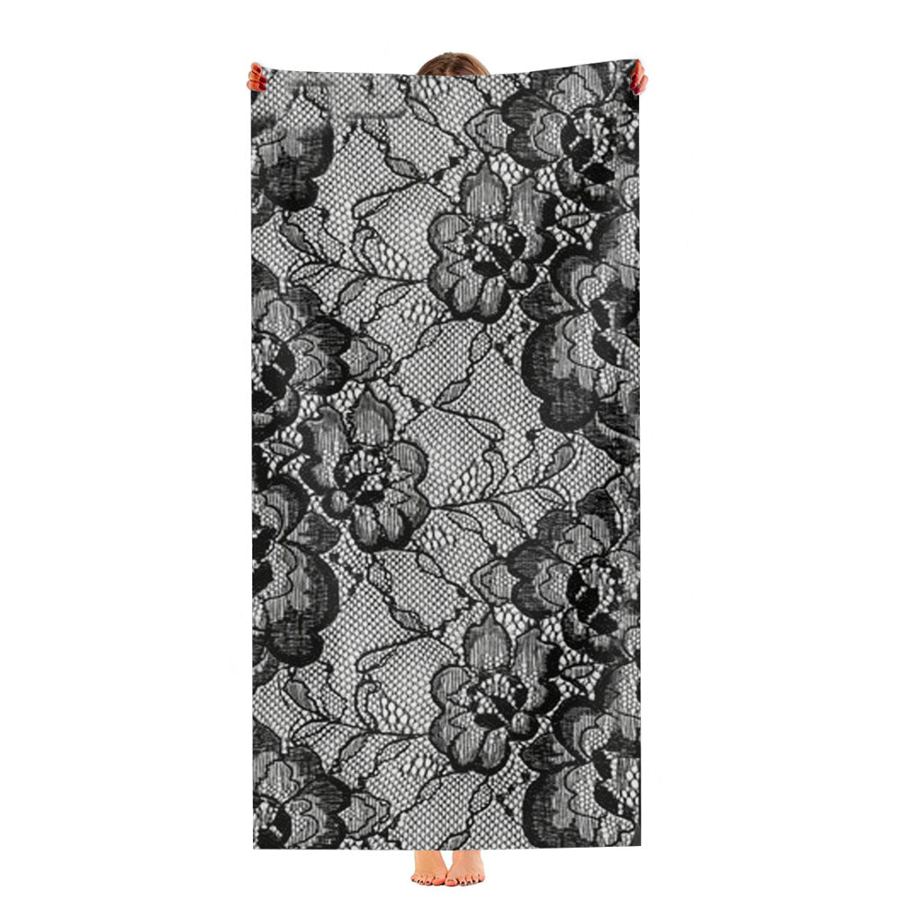 Black & White Floral Lace Ultra-Soft Luxury Bathroom Towels