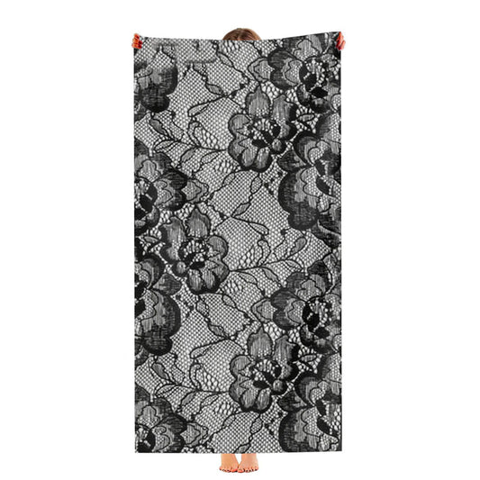 Black & White Floral Lace Ultra-Soft Luxury Bathroom Towels