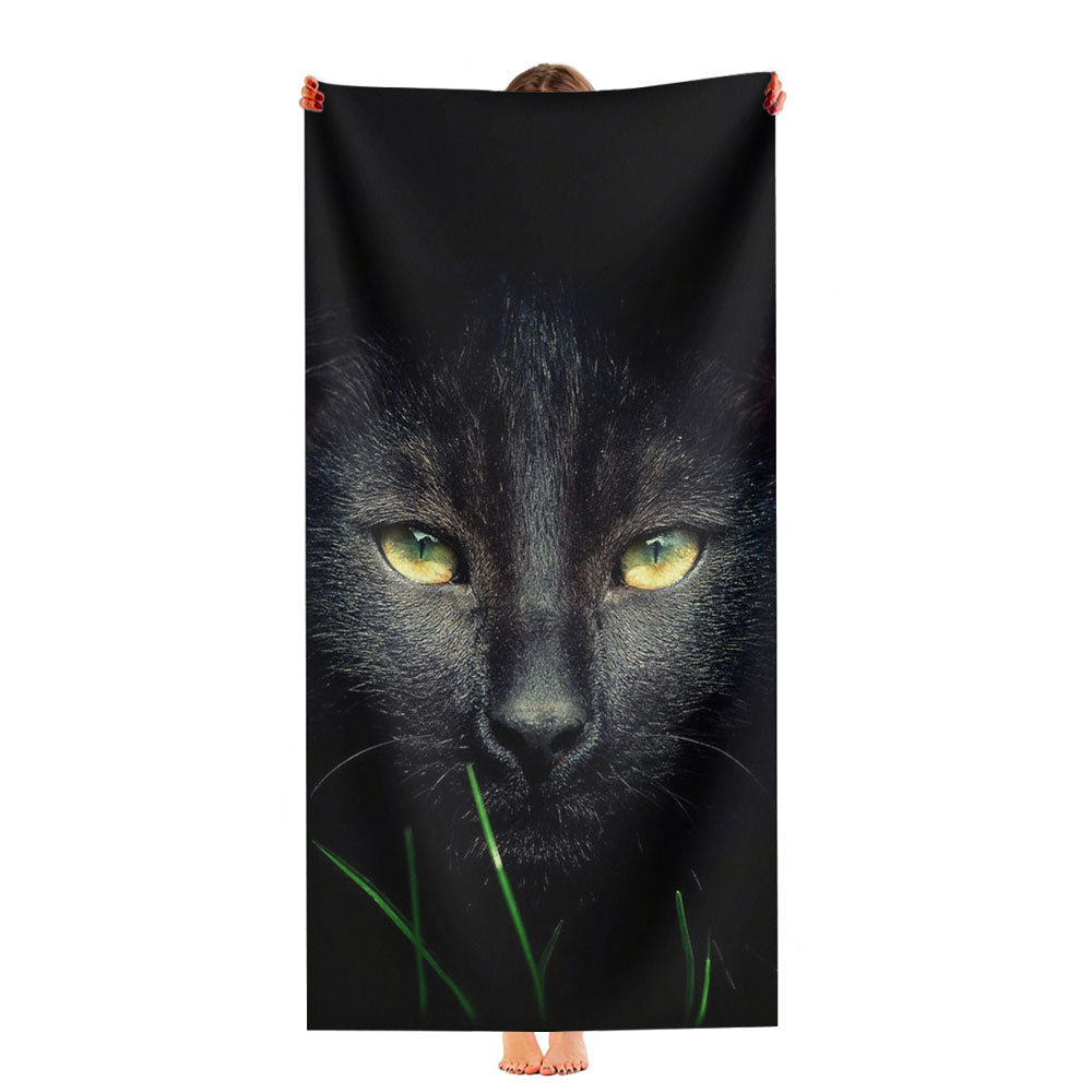 Black Cat Face Ultra-Soft Luxury Bathroom Towels