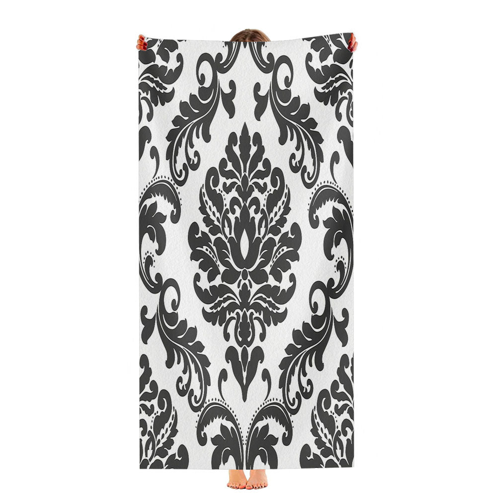 Black Damask Pattern Ultra-Soft Luxury Bathroom Towels
