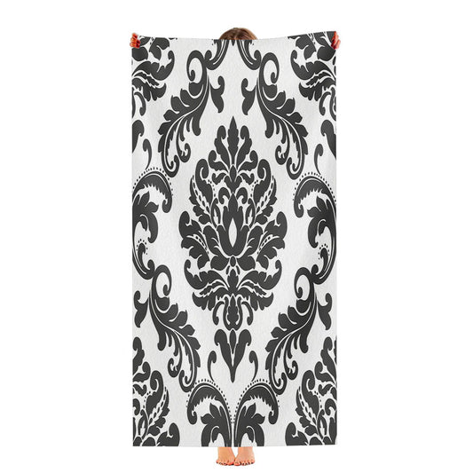 Black Damask Pattern Ultra-Soft Luxury Bathroom Towels