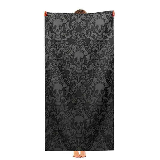 Black Damask Skull Pattern Ultra-Soft Luxury Bathroom Towels