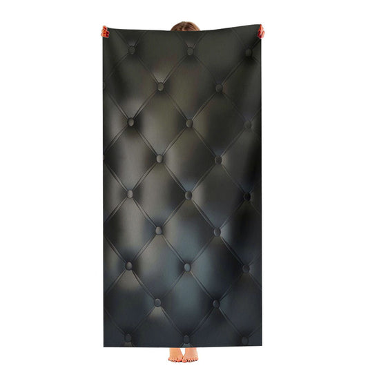 Black Leather Buttoned Pattern Printed Ultra-Soft Luxury Bathroom Towels