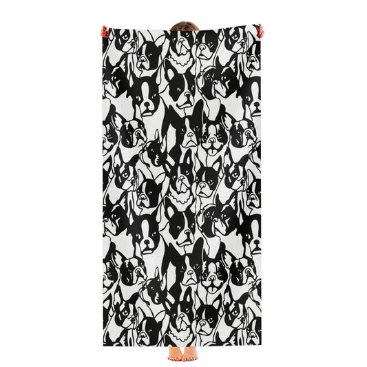 Black White Boston Terrier Pattern Ultra-Soft Luxury Bathroom Towels