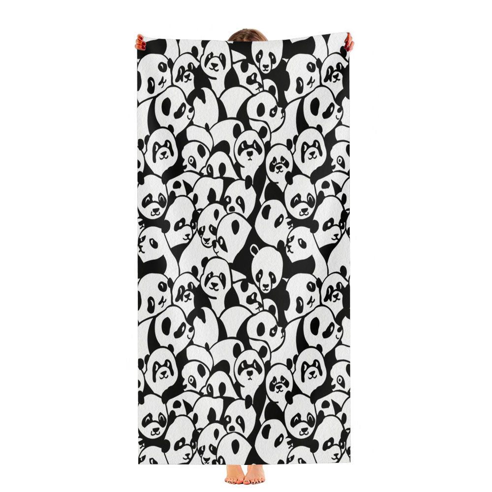 Black White Cute Panda Pattern Ultra-Soft Luxury Bathroom Towels