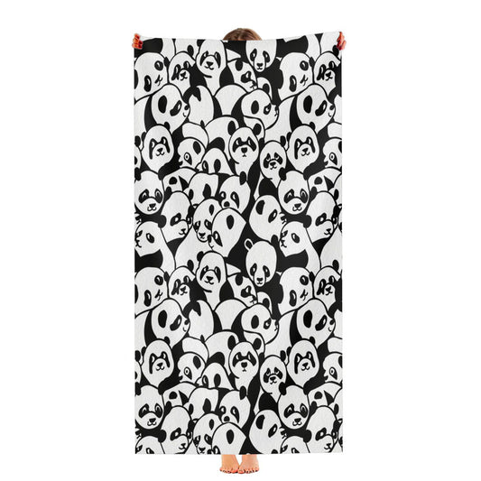Black White Cute Panda Pattern Ultra-Soft Luxury Bathroom Towels