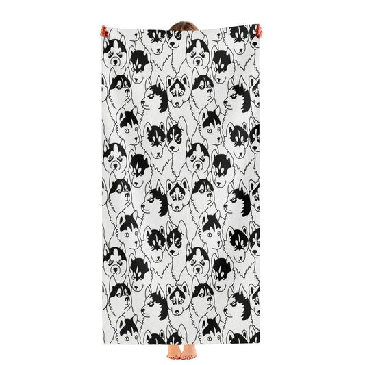 Black White Husky Pattern Ultra-Soft Luxury Bathroom Towels