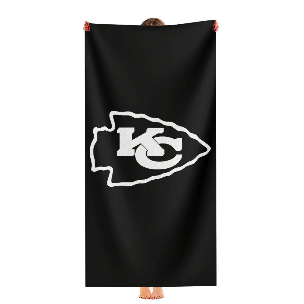 Black White Kansas City Chiefs Logo Ultra-Soft Luxury Bathroom Towels