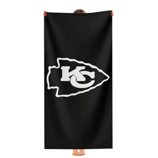 Black White Kansas City Chiefs Logo Ultra-Soft Luxury Bathroom Towels