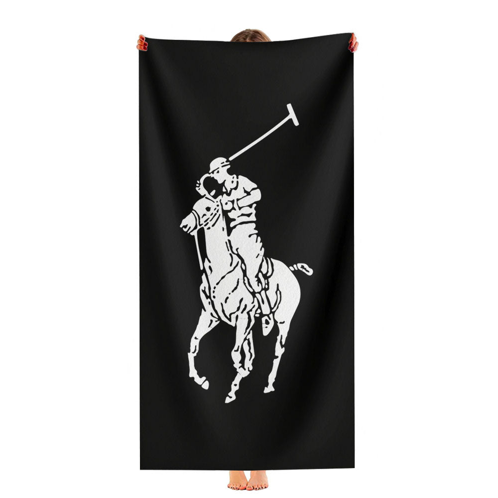 Black White Polo Ralph Lauren Logo Ultra-Soft Luxury Bathroom Towels