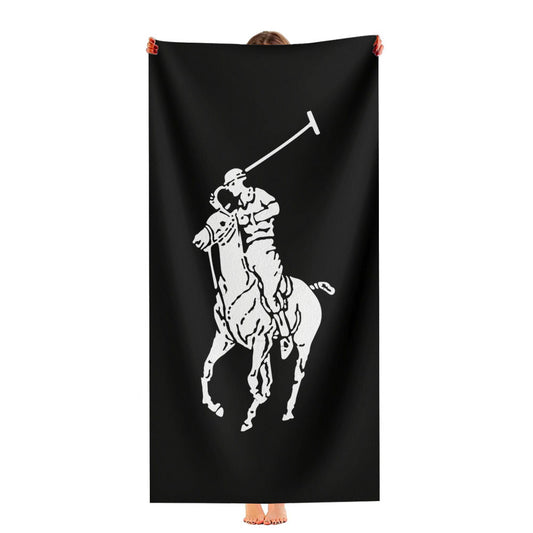 Black White Polo Ralph Lauren Logo Ultra-Soft Luxury Bathroom Towels