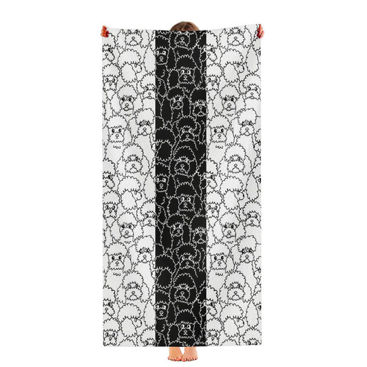 Black White Poodle Pattern Ultra-Soft Luxury Bathroom Towels