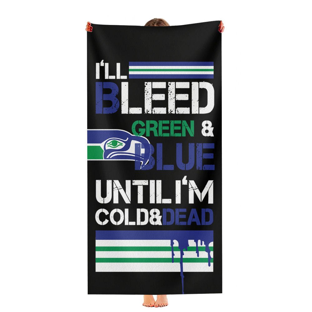 Bleed Green And Blue Seattle Seahawks Ultra-Soft Luxury Bathroom Towels