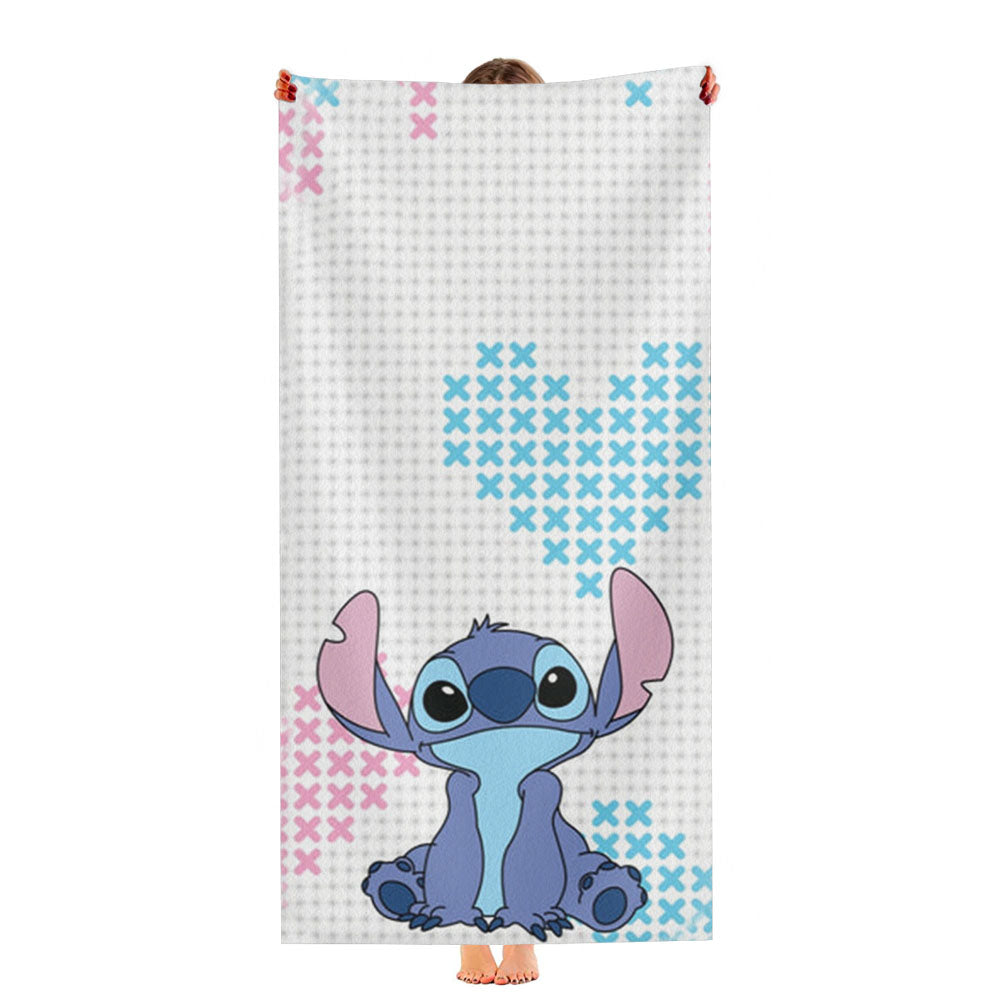 Blue Alien Hearts Ultra-Soft Luxury Bathroom Towels