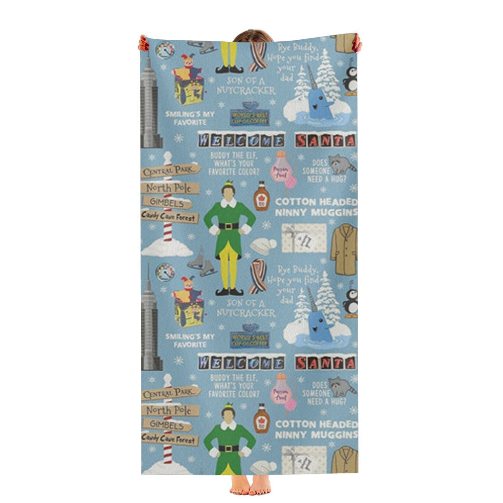 Blue Buddy The Elf Pattern Ultra-Soft Luxury Bathroom Towels