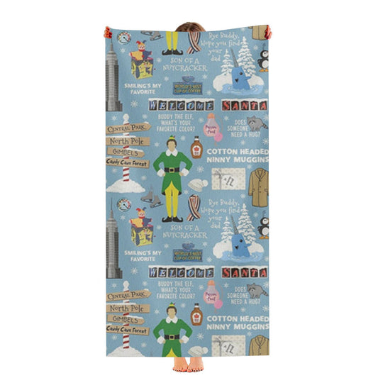 Blue Buddy The Elf Pattern Ultra-Soft Luxury Bathroom Towels