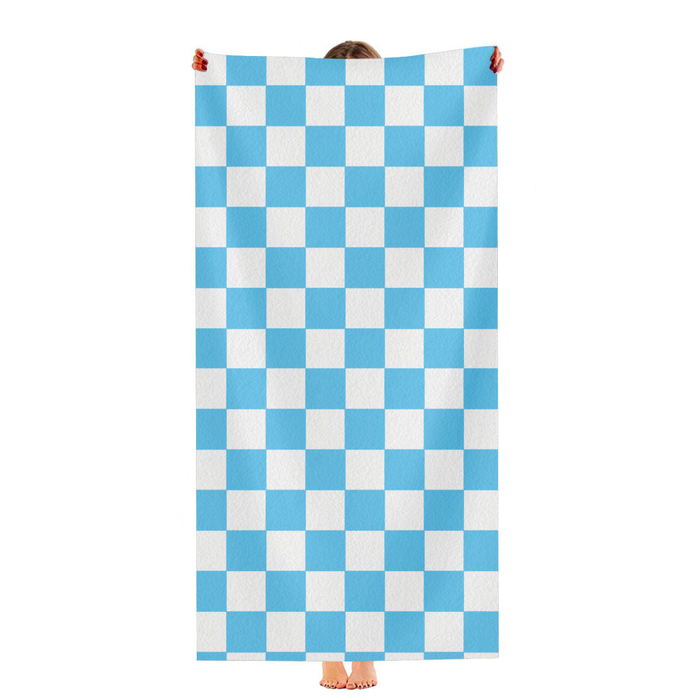 Blue Checkered Board Pattern Color Ultra-Soft Luxury Bathroom Towels