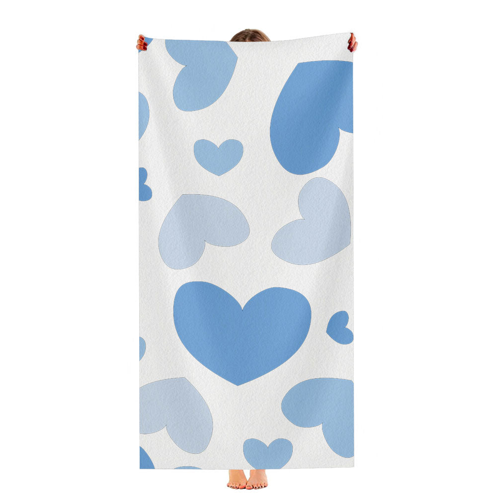 Blue Pattern Of Heart Ultra-Soft Luxury Bathroom Towels