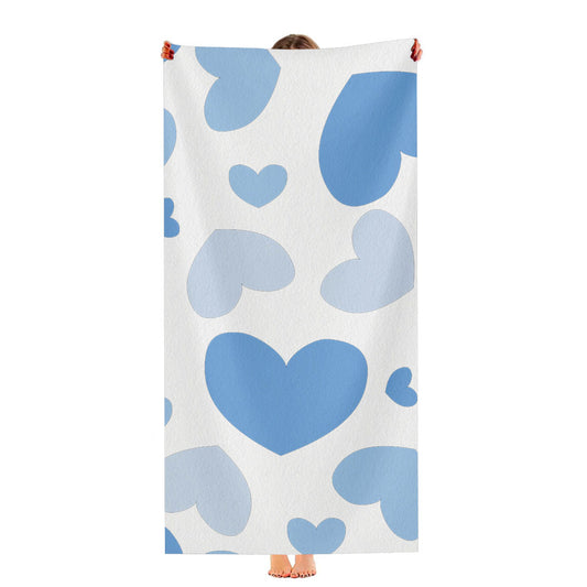 Blue Pattern Of Heart Ultra-Soft Luxury Bathroom Towels