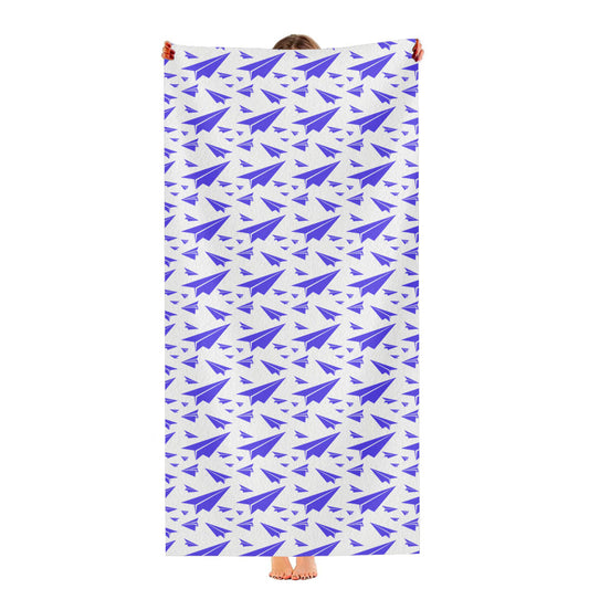 Blue Plane Art Pattern Ori Ultra-Soft Luxury Bathroom Towels