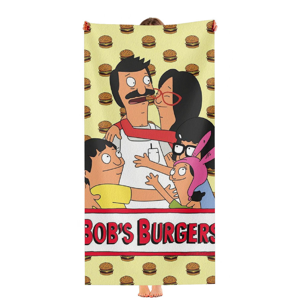Bobs Burgers With Burgers Pattern Ultra-Soft Luxury Bathroom Towels