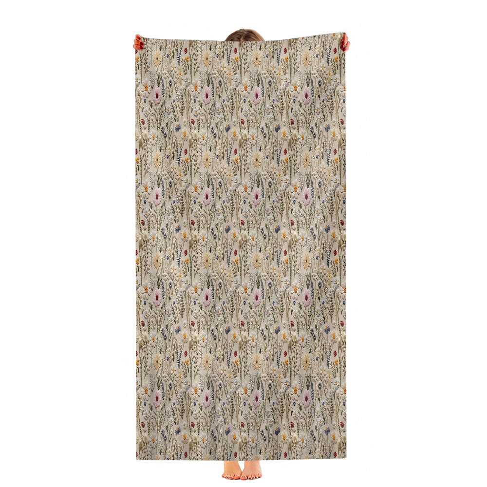 Boho Shabby Chic Floral Wildflower Ultra-Soft Luxury Bathroom Towels