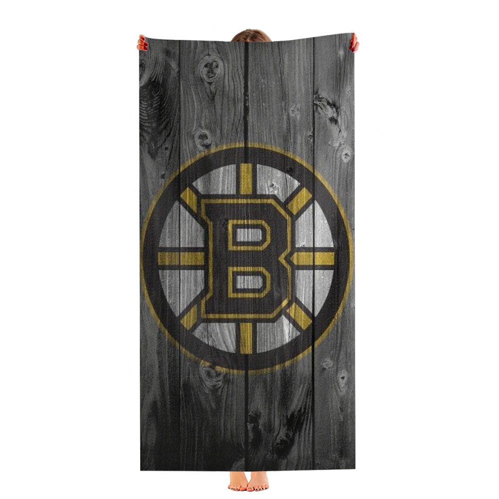 Boston Bruins Hockey Wooden Emblem Ultra-Soft Luxury Bathroom Towels