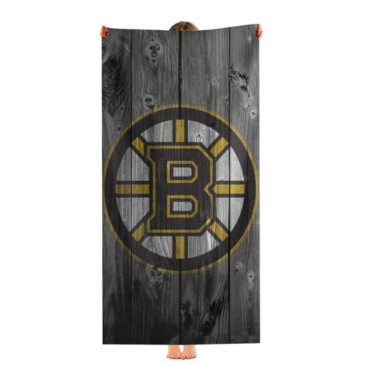 Boston Bruins Hockey Wooden Emblem Ultra-Soft Luxury Bathroom Towels