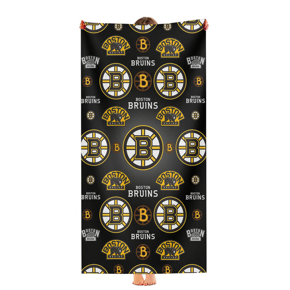 Boston Bruins Logo Pattern Black Ultra-Soft Luxury Bathroom Towels