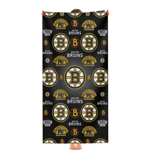 Boston Bruins Logo Pattern Black Ultra-Soft Luxury Bathroom Towels