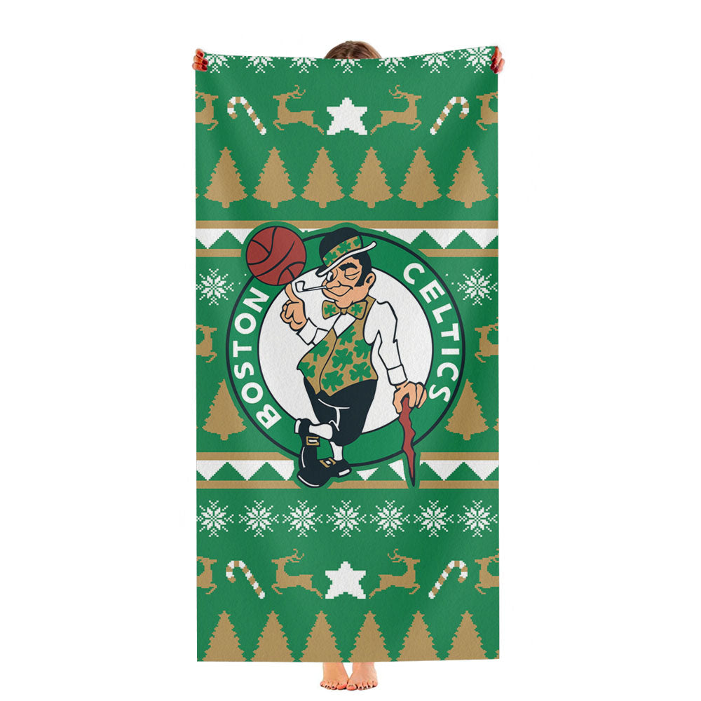 Boston Celtics Christmas Sweater Ultra-Soft Luxury Bathroom Towels