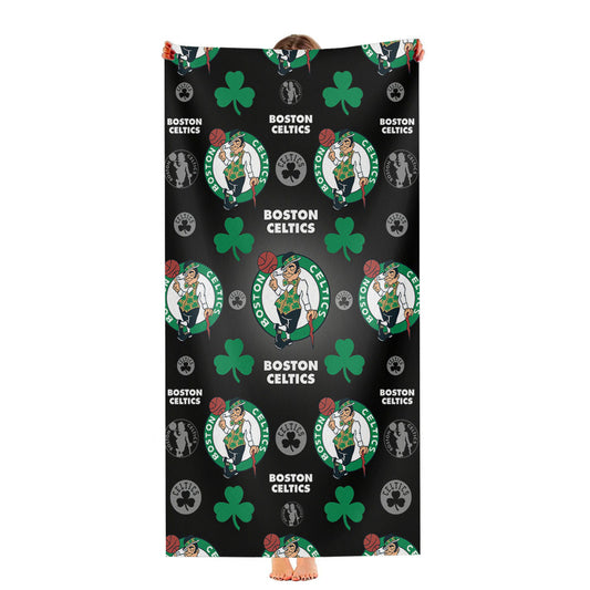 Boston Celtics Logo Pattern Black Ultra-Soft Luxury Bathroom Towels