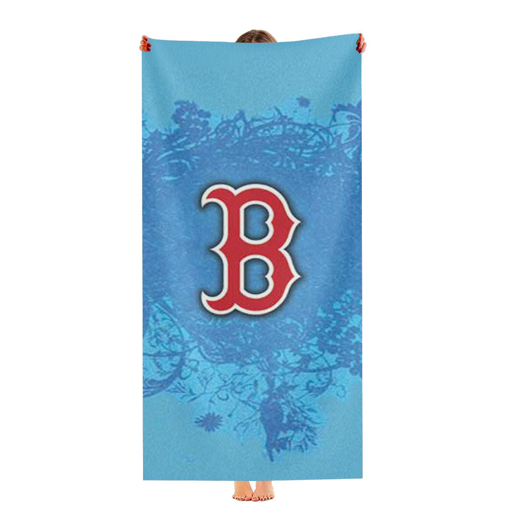 Boston Red Sox Logo On Blue Blur Ultra-Soft Luxury Bathroom Towels