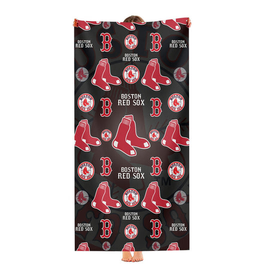 Boston Red Sox Logo Pattern Black Ultra-Soft Luxury Bathroom Towels