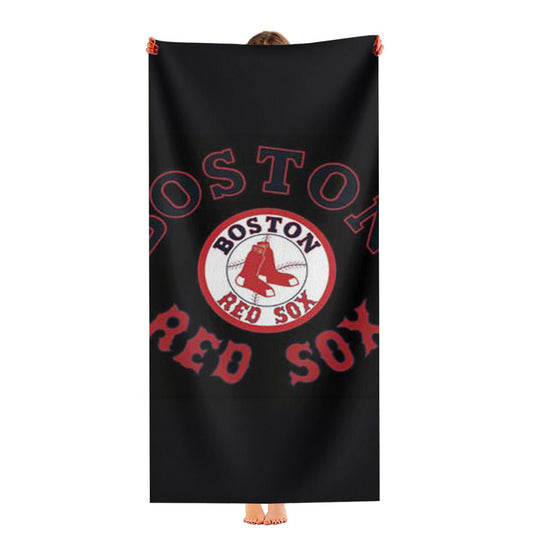 Boston Red Sox Logos On Blk Ultra-Soft Luxury Bathroom Towels
