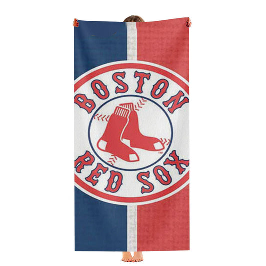 Boston Red Sox Red Blue Split Ultra-Soft Luxury Bathroom Towels