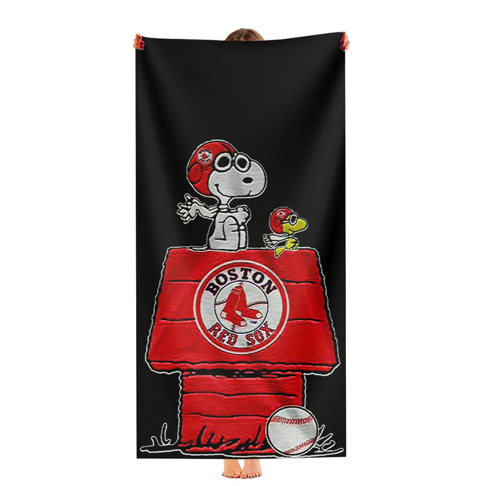 Boston Red Sox Snoopy Ultra-Soft Luxury Bathroom Towels