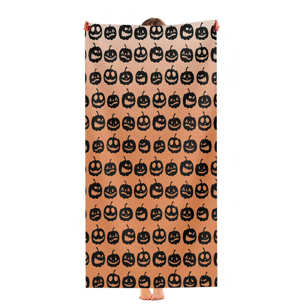 Brown Pumpkins Pattern Silhouette Ultra-Soft Luxury Bathroom Towels