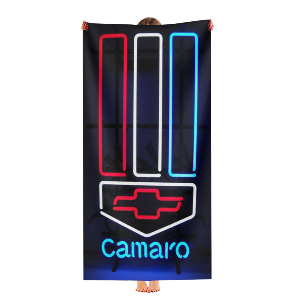 Camaro Neon Logo Ultra-Soft Luxury Bathroom Towels