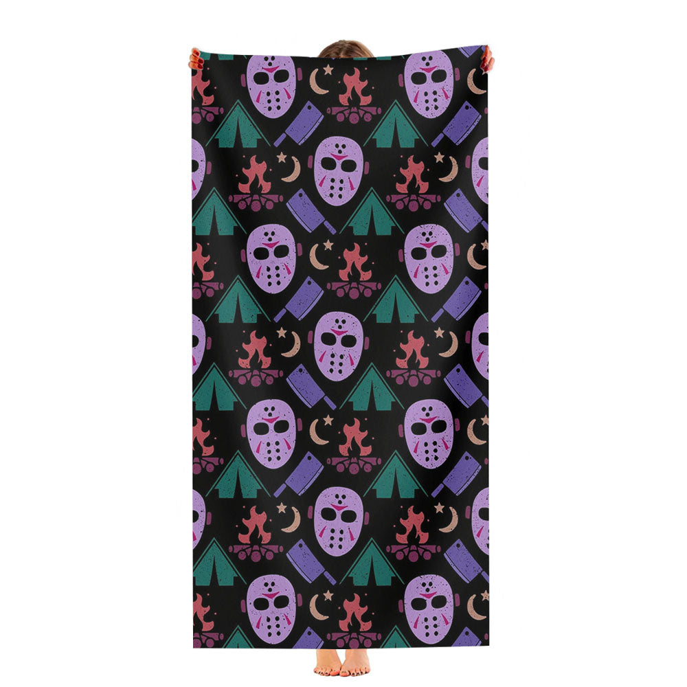 Camping With Jason Voorhees Friday The 13 Pattern Ultra-Soft Luxury Bathroom Towels