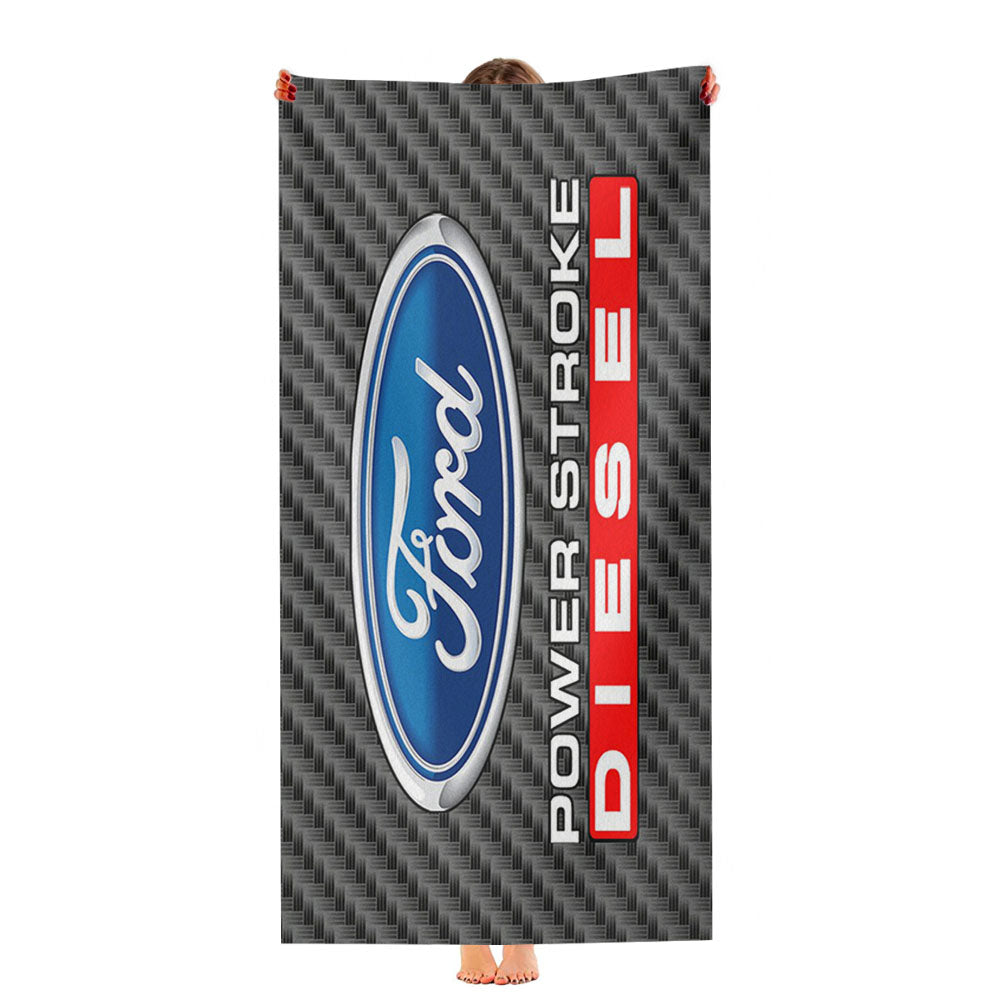 Carbon Ford Powerstroke Diesel Logo Ultra-Soft Luxury Bathroom Towels