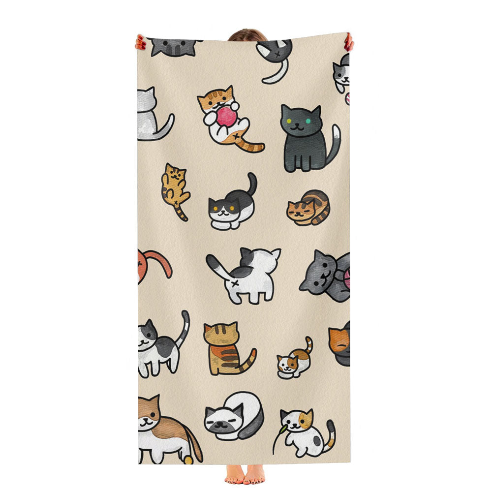 Cats Cartoon Pattern Ultra-Soft Luxury Bathroom Towels