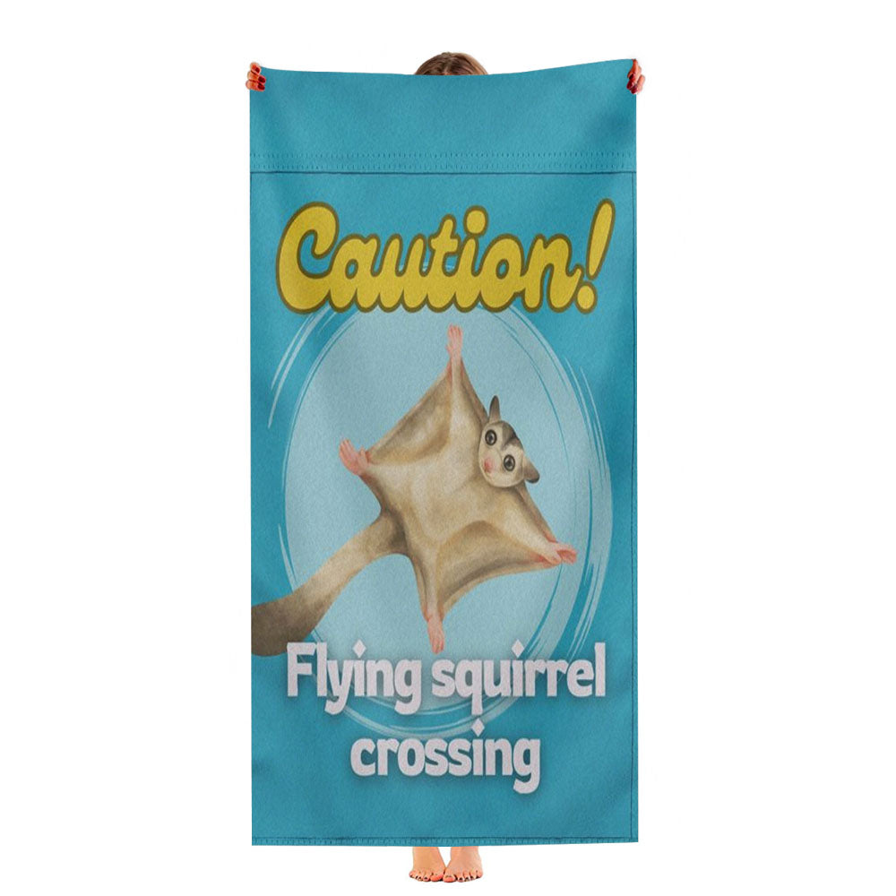 Caution Flying Squirrel Crossing Ultra-Soft Luxury Bathroom Towels