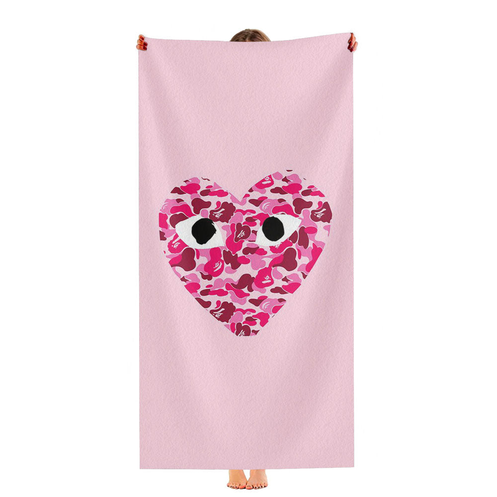 Cdg Love Bape Pattern Style Ultra-Soft Luxury Bathroom Towels