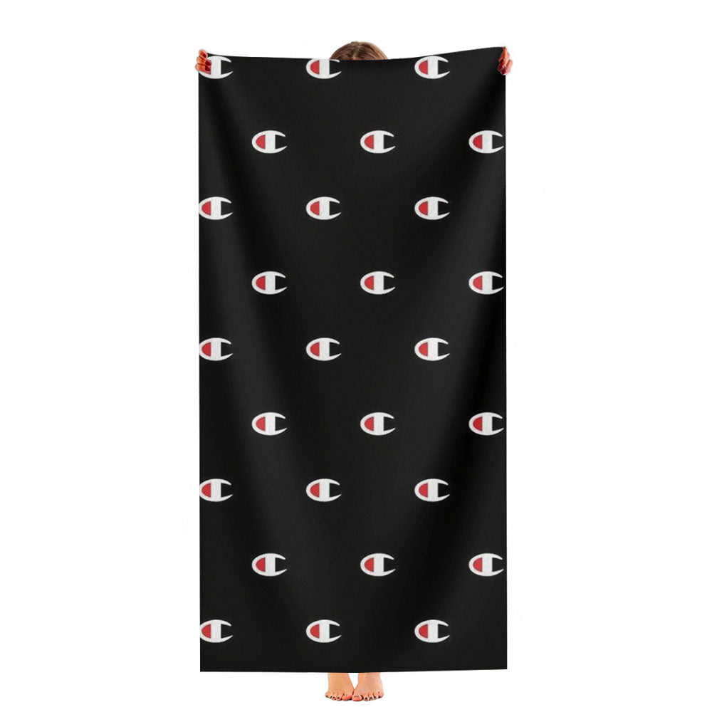 Champion Style Pattern In Black Ultra-Soft Luxury Bathroom Towels